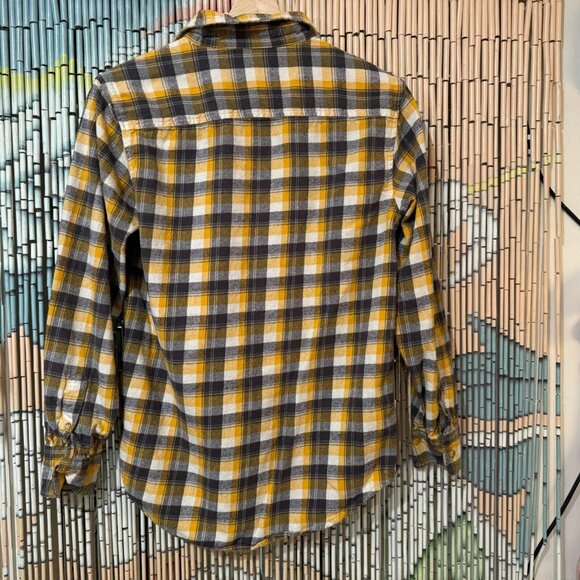 ARIZONA JEAN COMPANY Young Men's (Teens) Flannel Shirt, Yellow/Grey Plaid, XL - Picture 2 of 7